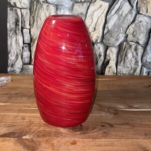 Red Swirl Modern Art Glass Hanging Pendant Glass Light
